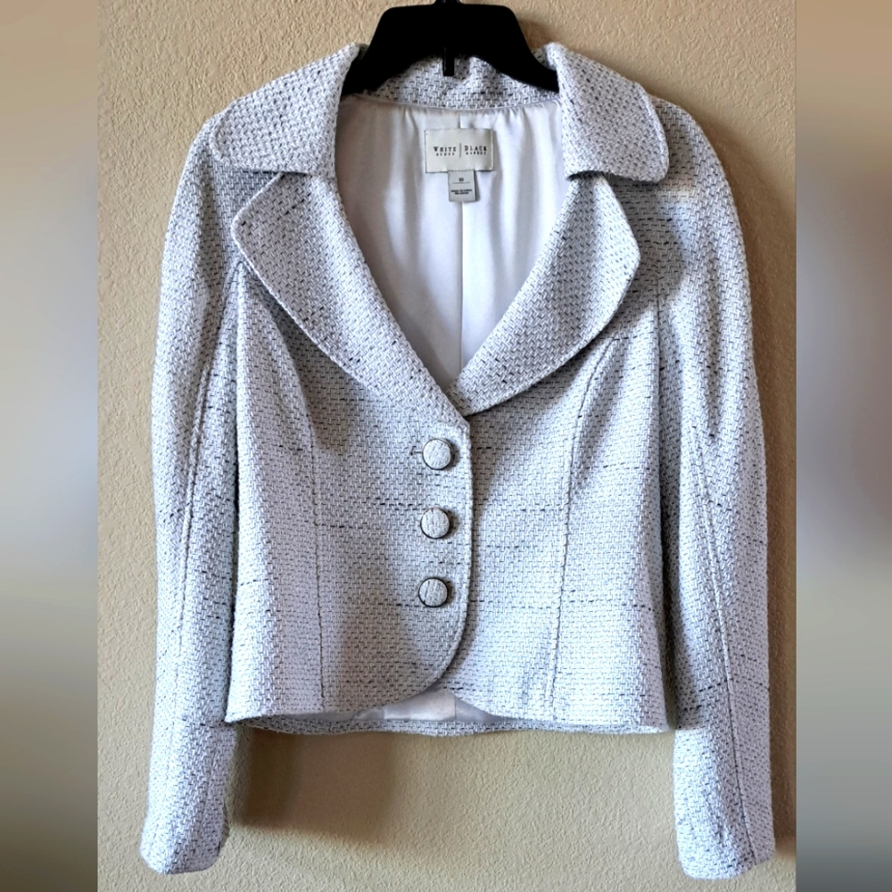 White House Black Market glittery grayish lined blazer, size 10, pre-owned